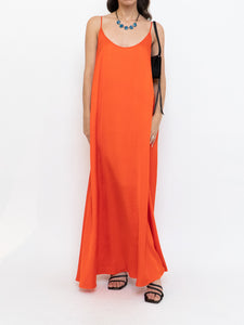 CLUB MONACO x Bright Orange Satin Maxi Dress (XS, S)