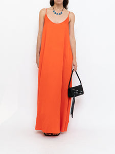 CLUB MONACO x Bright Orange Satin Maxi Dress (XS, S)