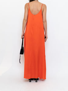 CLUB MONACO x Bright Orange Satin Maxi Dress (XS, S)