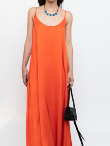 CLUB MONACO x Bright Orange Satin Maxi Dress (XS, S)