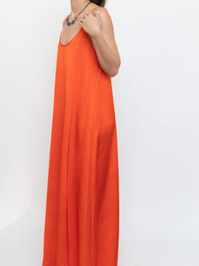 CLUB MONACO x Bright Orange Satin Maxi Dress (XS, S)