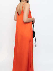 CLUB MONACO x Bright Orange Satin Maxi Dress (XS, S)