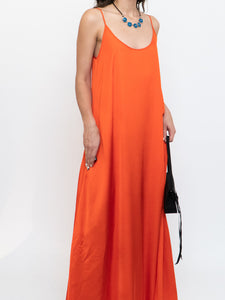 CLUB MONACO x Bright Orange Satin Maxi Dress (XS, S)