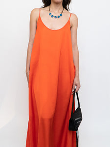 CLUB MONACO x Bright Orange Satin Maxi Dress (XS, S)