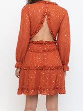 Load image into Gallery viewer, Modern x Frilly Burnt Orange Star Patterned Mini Dress (S)