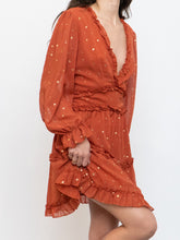 Load image into Gallery viewer, Modern x Frilly Burnt Orange Star Patterned Mini Dress (S)