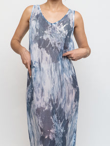 Vintage x Made in Italy x ELENA BALDI Sheer Blue Tie-Dye Dress (XS, S)