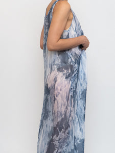 Vintage x Made in Italy x ELENA BALDI Sheer Blue Tie-Dye Dress (XS, S)