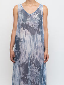 Vintage x Made in Italy x ELENA BALDI Sheer Blue Tie-Dye Dress (XS, S)