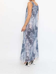 Vintage x Made in Italy x ELENA BALDI Sheer Blue Tie-Dye Dress (XS, S)