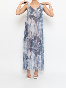 Vintage x Made in Italy x ELENA BALDI Sheer Blue Tie-Dye Dress (XS, S)