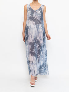 Vintage x Made in Italy x ELENA BALDI Sheer Blue Tie-Dye Dress (XS, S)