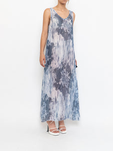 Vintage x Made in Italy x ELENA BALDI Sheer Blue Tie-Dye Dress (XS, S)