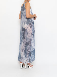Vintage x Made in Italy x ELENA BALDI Sheer Blue Tie-Dye Dress (XS, S)