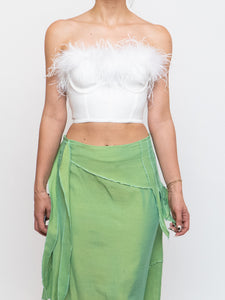 SUPERDOWN x White Feather Cropped Corset (XXS, XS)