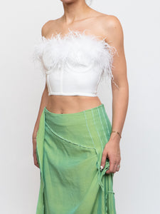 SUPERDOWN x White Feather Cropped Corset (XXS, XS)