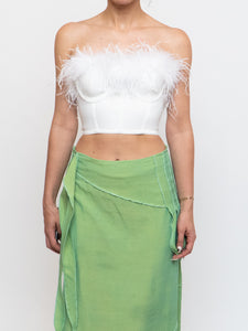 SUPERDOWN x White Feather Cropped Corset (XXS, XS)