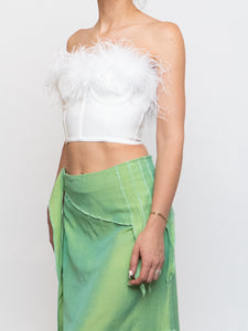 SUPERDOWN x White Feather Cropped Corset (XXS, XS)