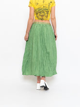 Load image into Gallery viewer, Vintage x Shiny Green Silk Ribbed Sequin Maxi Skirt (S, M)