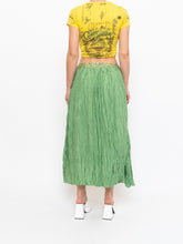 Load image into Gallery viewer, Vintage x Shiny Green Silk Ribbed Sequin Maxi Skirt (S, M)