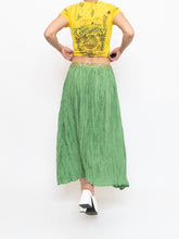 Load image into Gallery viewer, Vintage x Shiny Green Silk Ribbed Sequin Maxi Skirt (S, M)