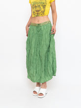 Load image into Gallery viewer, Vintage x Shiny Green Silk Ribbed Sequin Maxi Skirt (S, M)