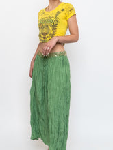 Load image into Gallery viewer, Vintage x Shiny Green Silk Ribbed Sequin Maxi Skirt (S, M)