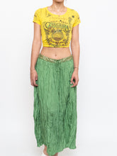 Load image into Gallery viewer, Vintage x Shiny Green Silk Ribbed Sequin Maxi Skirt (S, M)
