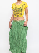 Load image into Gallery viewer, Vintage x Shiny Green Silk Ribbed Sequin Maxi Skirt (S, M)