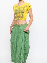 Load image into Gallery viewer, Vintage x Shiny Green Silk Ribbed Sequin Maxi Skirt (S, M)