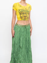 Load image into Gallery viewer, Vintage x Shiny Green Silk Ribbed Sequin Maxi Skirt (S, M)