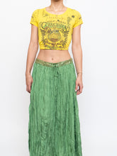 Load image into Gallery viewer, Vintage x Shiny Green Silk Ribbed Sequin Maxi Skirt (S, M)