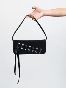 Vintage x STUART WEITZMAN Black Rhinestone Ribbon Purse