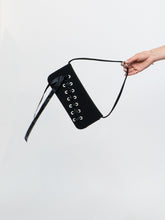 Load image into Gallery viewer, Vintage x STUART WEITZMAN Black Rhinestone Ribbon Purse