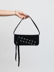 Vintage x STUART WEITZMAN Black Rhinestone Ribbon Purse