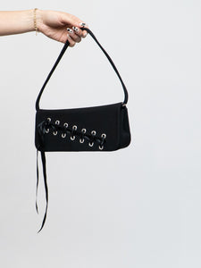 Vintage x STUART WEITZMAN Black Rhinestone Ribbon Purse