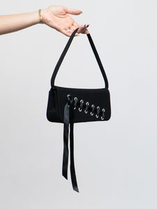 Vintage x STUART WEITZMAN Black Rhinestone Ribbon Purse
