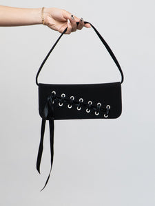 Vintage x STUART WEITZMAN Black Rhinestone Ribbon Purse