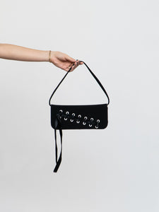 Vintage x STUART WEITZMAN Black Rhinestone Ribbon Purse