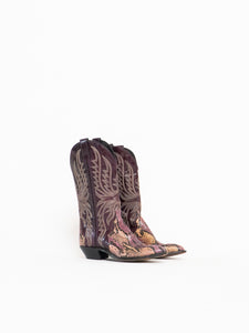Vintage x Made in USA x CODE WEST Burgundy Leather Snakeskin Cowboy Boot (6)