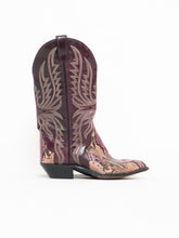 Load image into Gallery viewer, Vintage x Made in USA x CODE WEST Burgundy Leather Snakeskin Cowboy Boot (6)