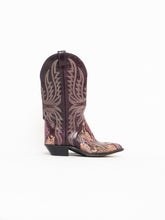 Load image into Gallery viewer, Vintage x Made in USA x CODE WEST Burgundy Leather Snakeskin Cowboy Boot (6)