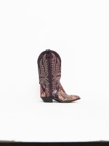 Vintage x Made in USA x CODE WEST Burgundy Leather Snakeskin Cowboy Boot (6)