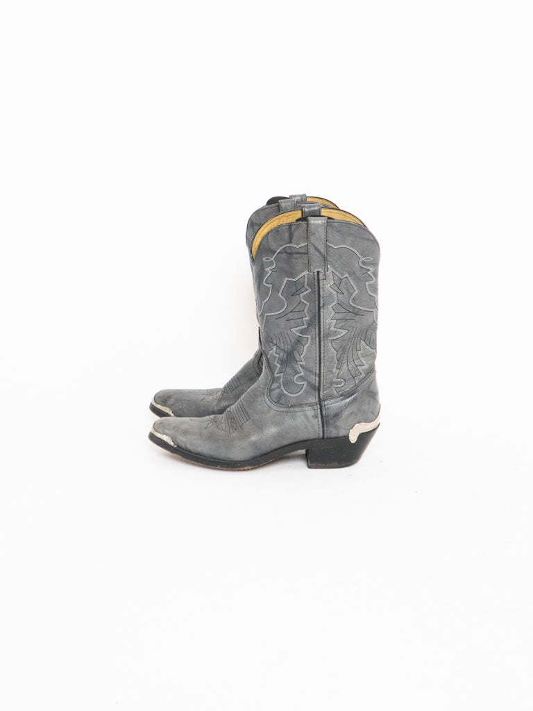 Vintage x DURANGO Grey Buckled Leather Cowboy Boots (8.5, 9)