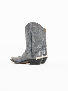 Vintage x DURANGO Grey Buckled Leather Cowboy Boots (8.5, 9)