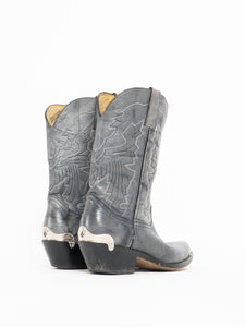 Vintage x DURANGO Grey Buckled Leather Cowboy Boots (8.5, 9)