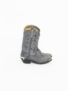 Vintage x DURANGO Grey Buckled Leather Cowboy Boots (8.5, 9)