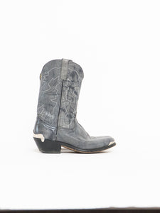Vintage x DURANGO Grey Buckled Leather Cowboy Boots (8.5, 9)
