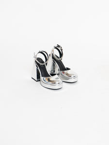 Modern x SPRING Silver Platform Rhinestone Heels (5.5, 6)