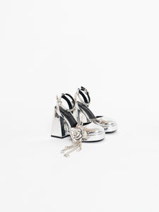 Modern x SPRING Silver Platform Rhinestone Heels (5.5, 6)